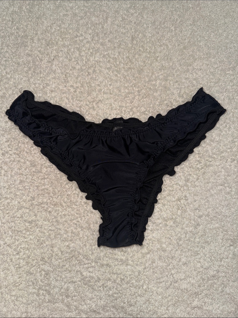 SHEIN Black Ruffle Trim Bikini Bottoms